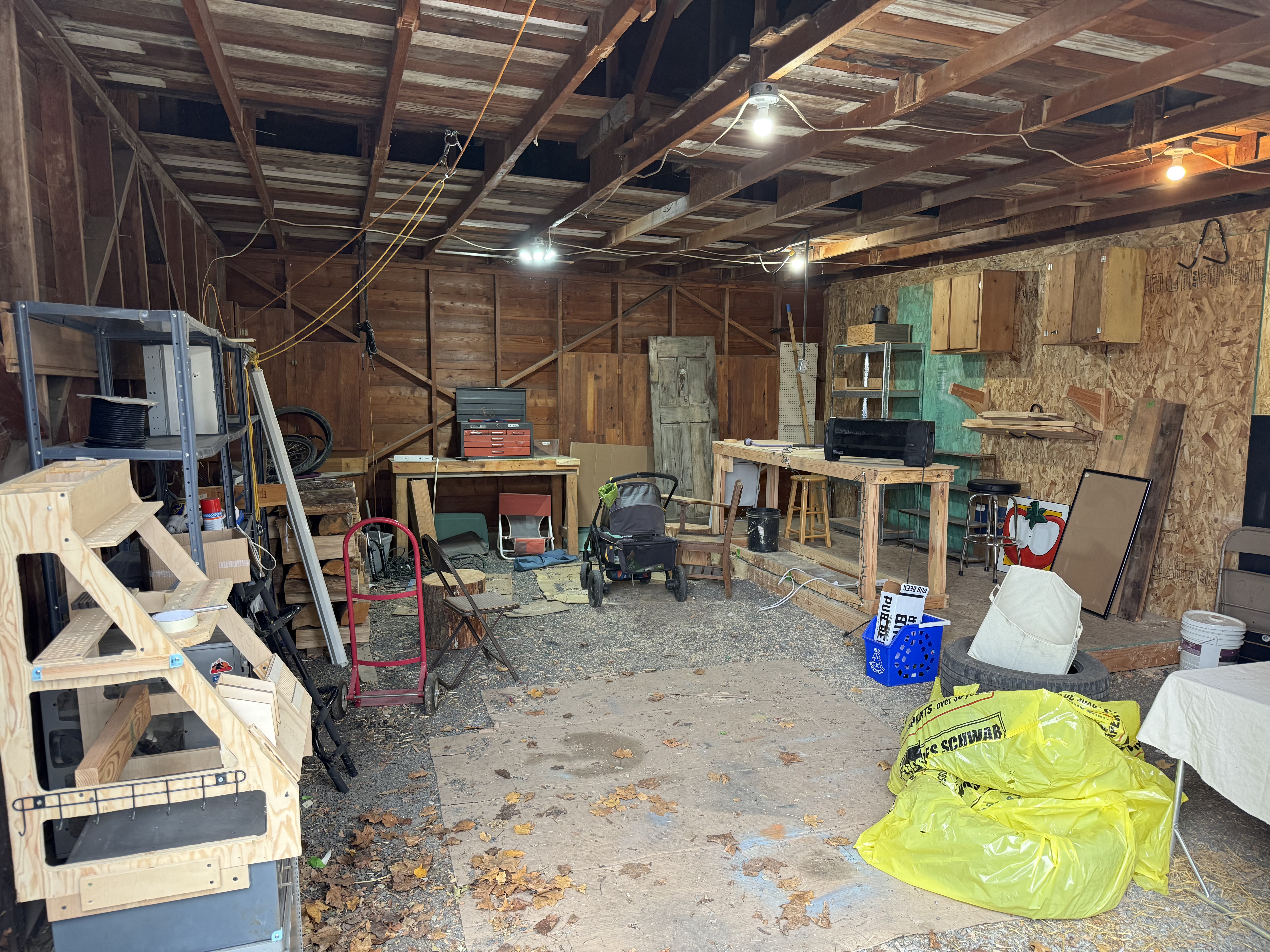 Cluttered garage before junk removal